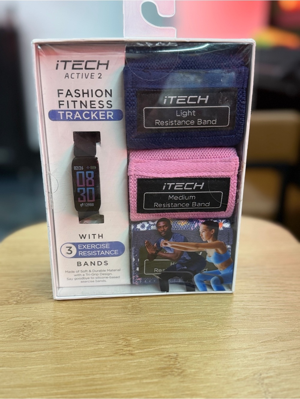 iTECH Active 2 Fashion Fitness Tracker with 3 Resistance Bands - Blue & Pink